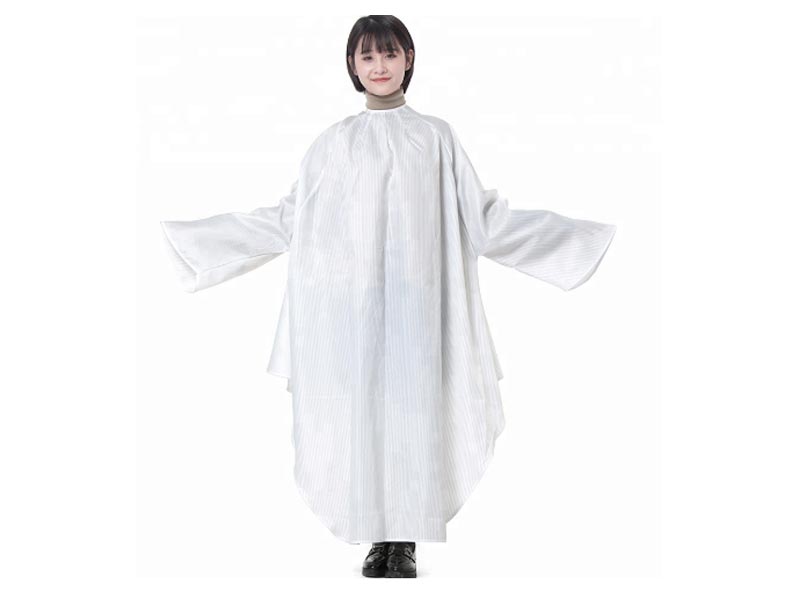 Striped White Barber Haircut Gown Long Sleeves Big Hairdressing Custom Printed Barbershop Capes With Printing
