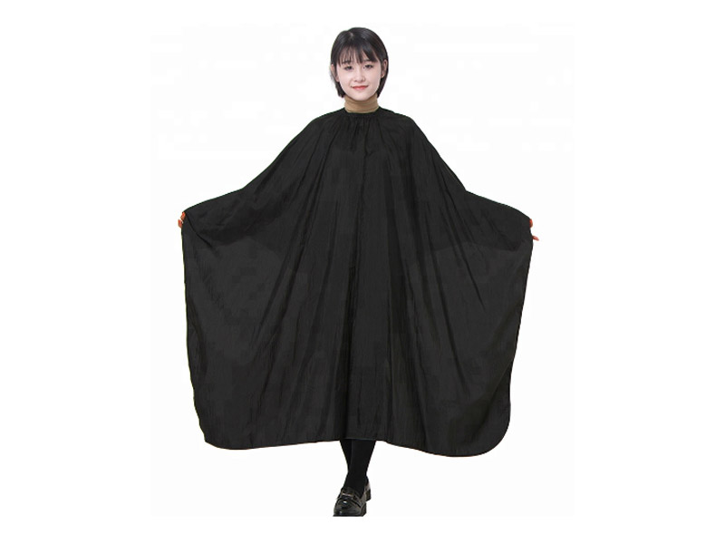 Salon Supplies Promotional Hairdressing Water Proof Cape Polyester All Black Customized Private Label Barber Cape customized