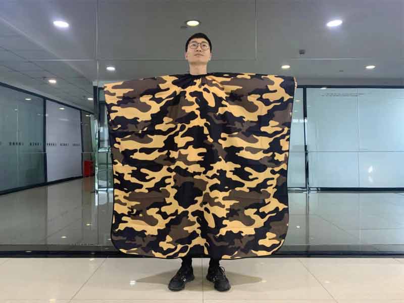 CAMOUFLAGE BARBERS GOWN HAIR CUT/CUTTING HAIRDRESSING SALON CAPE print logo
