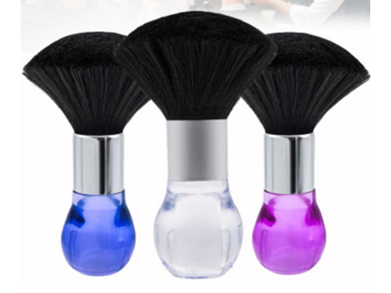Private label Nylon Plastic crystal neck brush,fan brush neck duster,neck and face duster barber