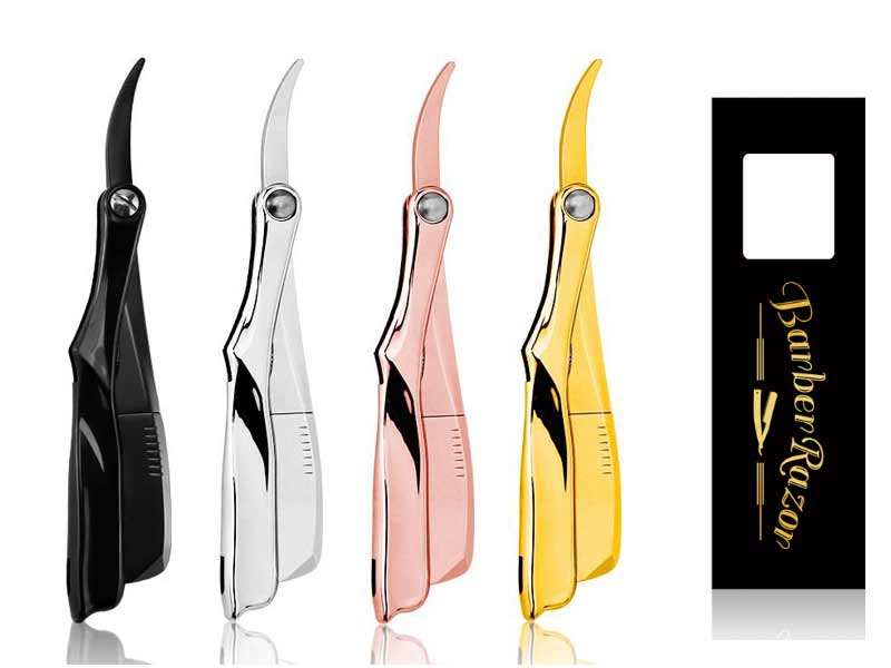 logo customized Handled Barber Straight Razor gold