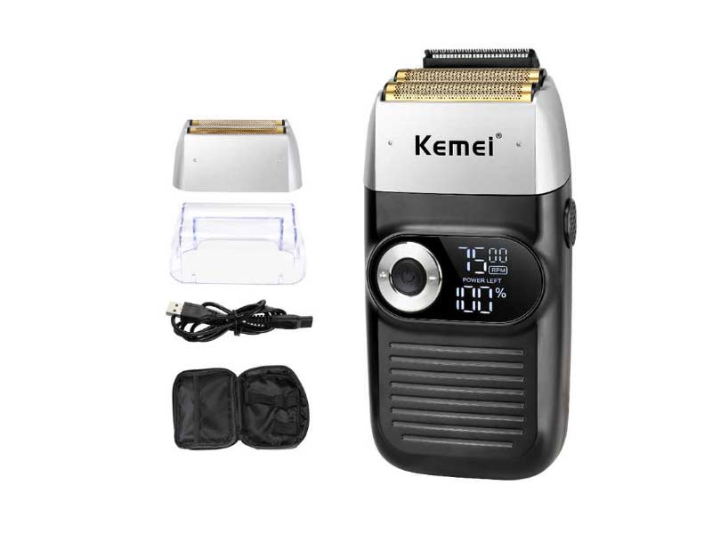Kemei 2 in 1 Rechargeable Electric Shaver LCD Display Portable Cordless Men Reciprocating Bareheaded Hair Razor Beard Trimmer
