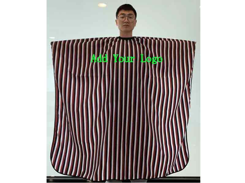 hair salon cape/barber cape/hair dressing cape with red/blue/white/black stripe accept custom with your logo