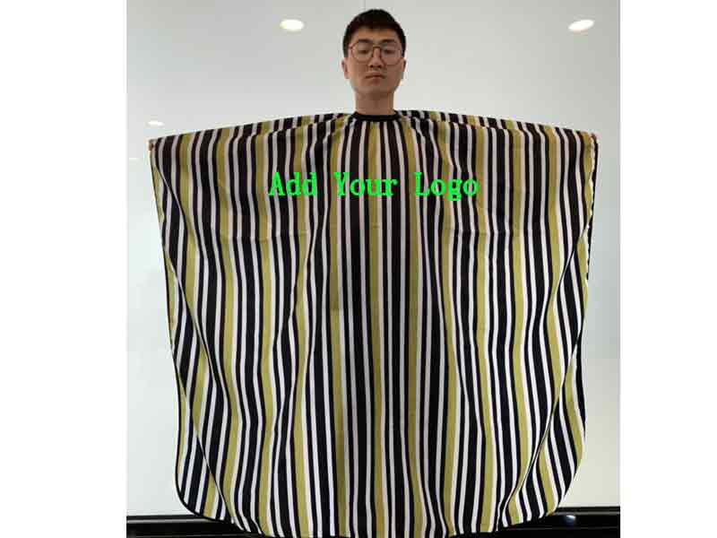 Print Your Logo Salon Stripe Hairdressing Cape Barber Hairdresser Haircutting Wrap Waterproof Cover Gown Apron Hairstylist Cloth