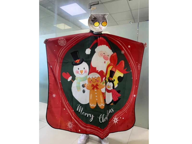 Hair Cutting Cape for Adults - Snowman Santa Claus Christmas