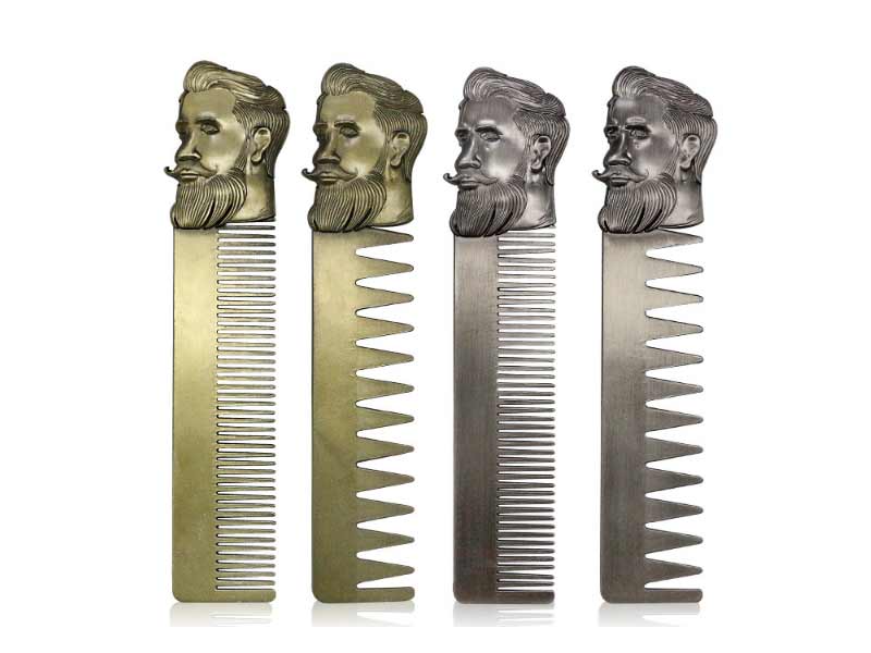 Zinc alloy electroplated copper retro oil head comb/ wide tooth comb/ back comb, beard combing/ shape comb